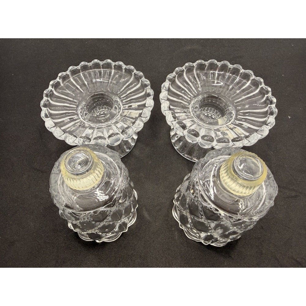 PartyLite Quilted Crystal Pair Votive Candle Holders Retired P9246 Taper Candle - Picture 3 of 10